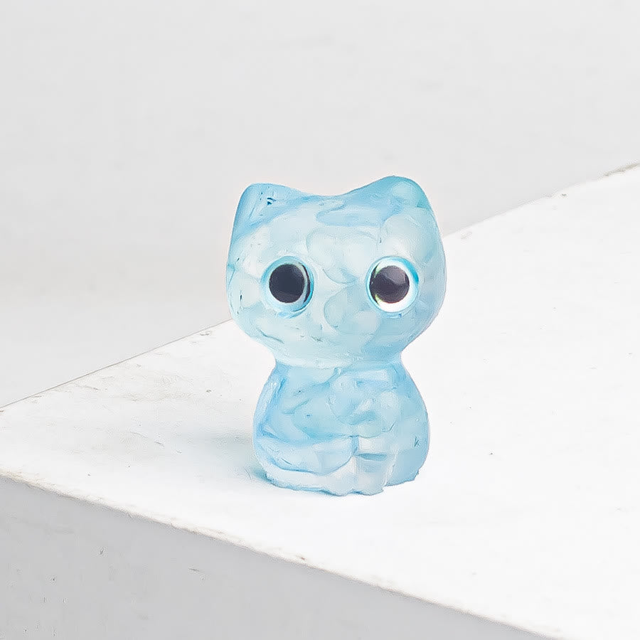 Olivenorma Crystal Epoxy Big Eyed Kitten Gemstone Decoration - Aquamarine - image 1