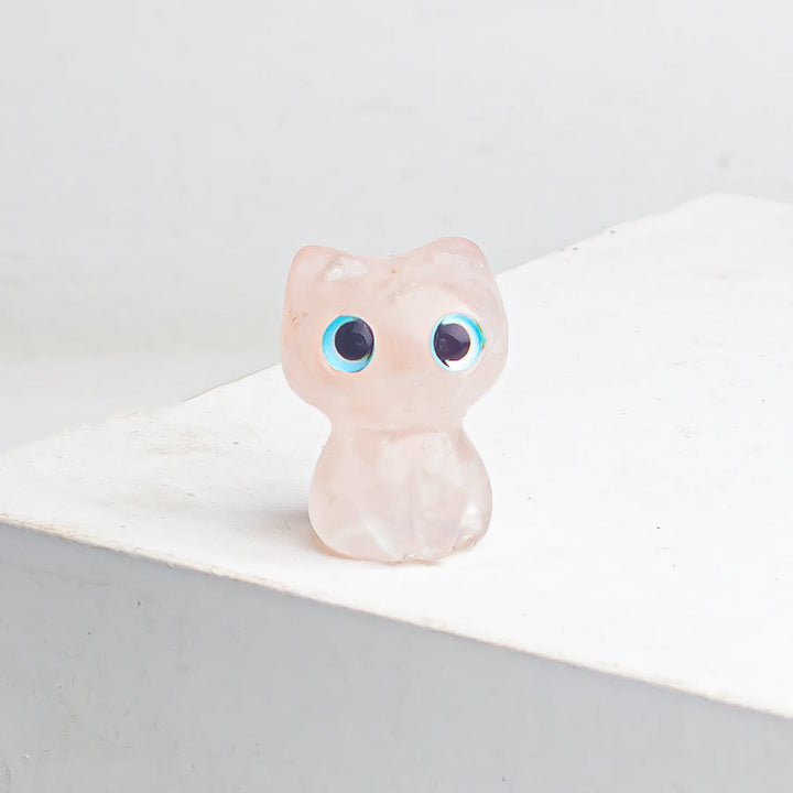 Olivenorma Crystal Epoxy Big Eyed Kitten Gemstone Decoration - Rose Quartz - image 9