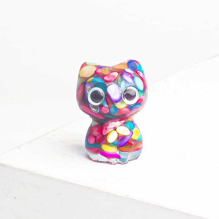 Olivenorma Crystal Epoxy Big Eyed Kitten Gemstone Decoration