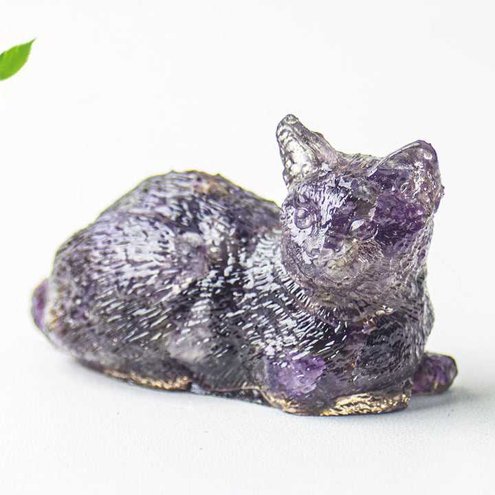 Olivenorma Crystal Gravel Epoxy Lying Kitten Gemstone Decoration - image 1