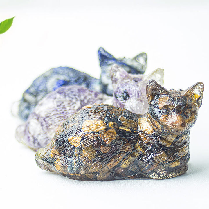 Olivenorma Crystal Gravel Epoxy Lying Kitten Gemstone Decoration - image 0