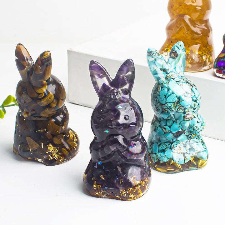 Olivenorma Crystal Gravel Epoxy Wishing Rabbit Gemstone Decoration