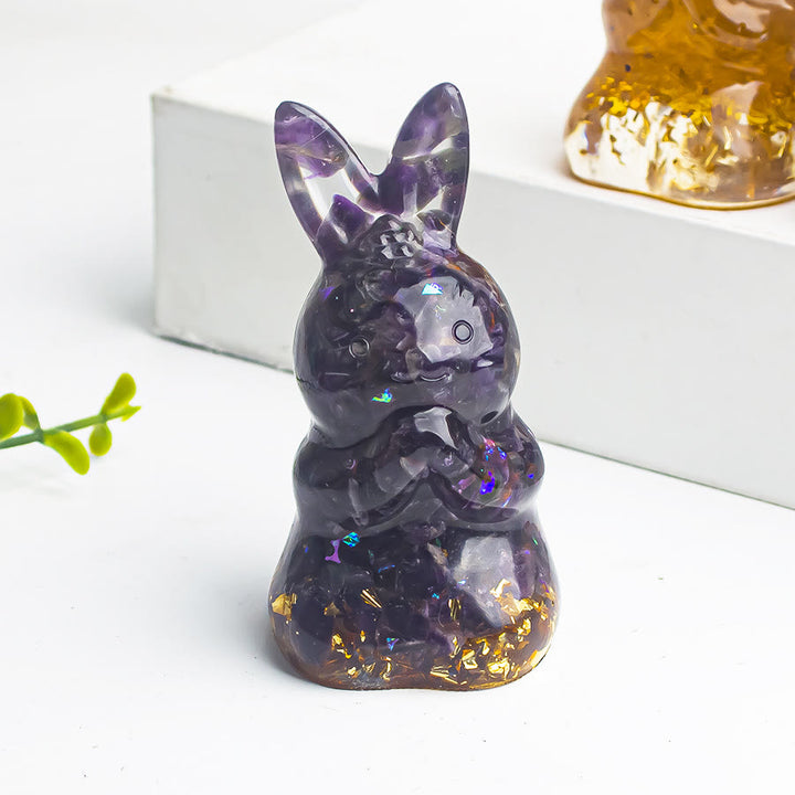 Olivenorma Crystal Gravel Epoxy Wishing Rabbit Gemstone Decoration - image 2