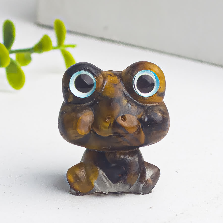 Olivenorma Crystal Gravel Epoxy Frog Gemstone Decoration - Tiger Eye - image 13
