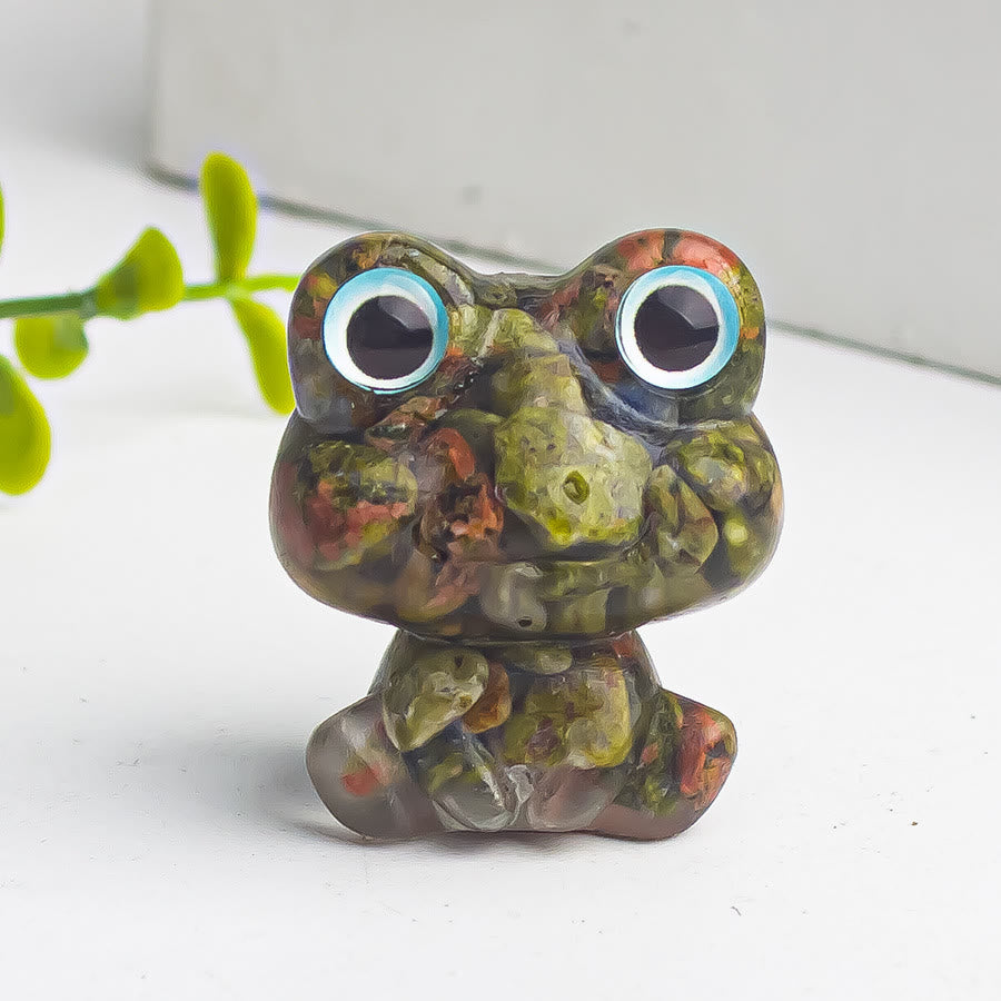 Olivenorma Crystal Gravel Epoxy Frog Gemstone Decoration - Unakite - image 15