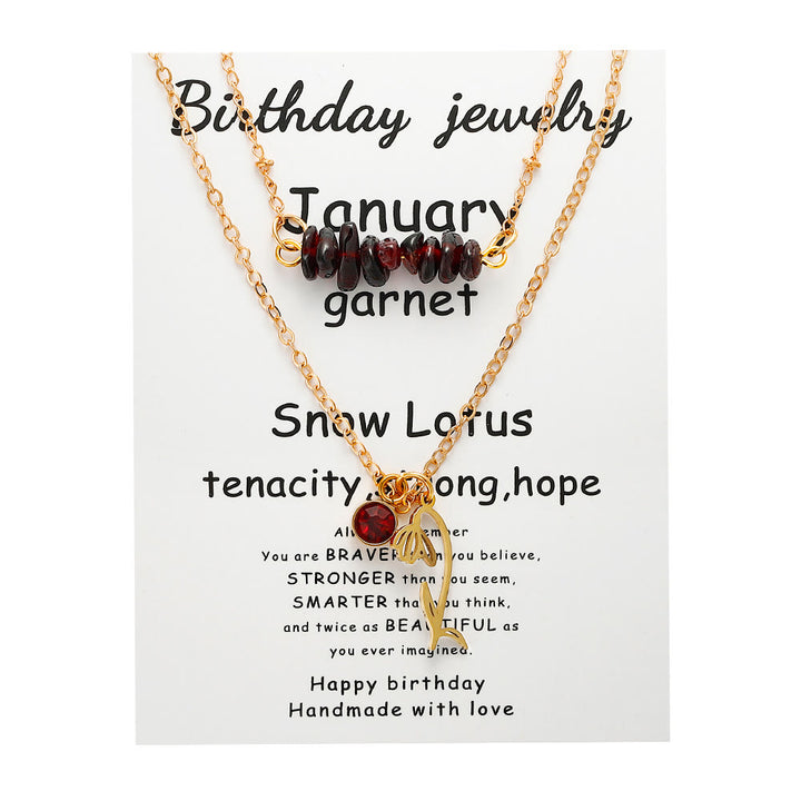 Olivenorma Natural Stone Birth Flower Birthstone Necklace