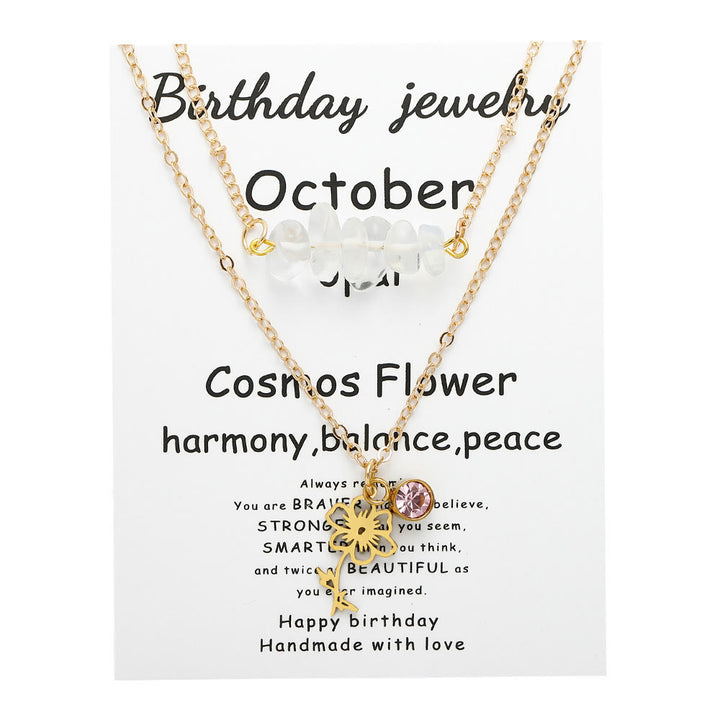 Olivenorma Natural Stone Birth Flower Birthstone Necklace