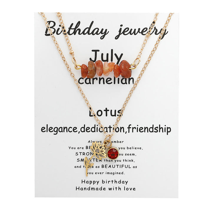 Olivenorma Natural Stone Birth Flower Birthstone Necklace