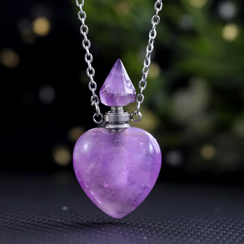 Olivenorma Crystal Essential Oil Diffuser Love Bottle Necklace