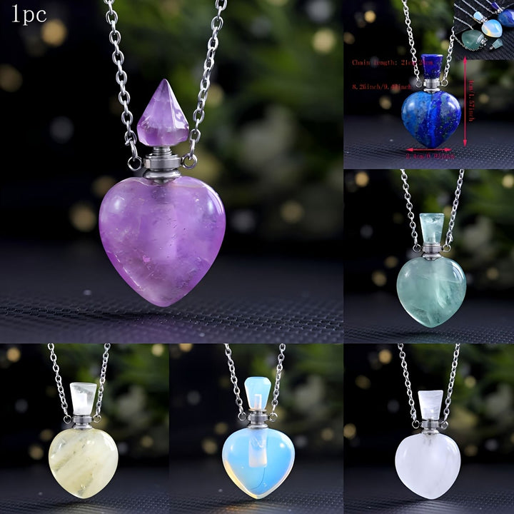 Olivenorma Crystal Essential Oil Diffuser Love Bottle Necklace