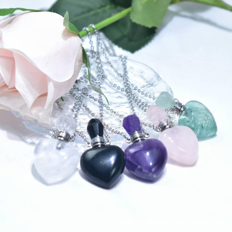 Olivenorma Crystal Essential Oil Diffuser Love Bottle Necklace