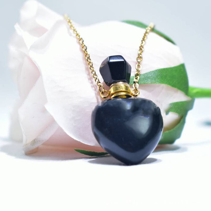 Olivenorma Crystal Essential Oil Diffuser Love Bottle Necklace