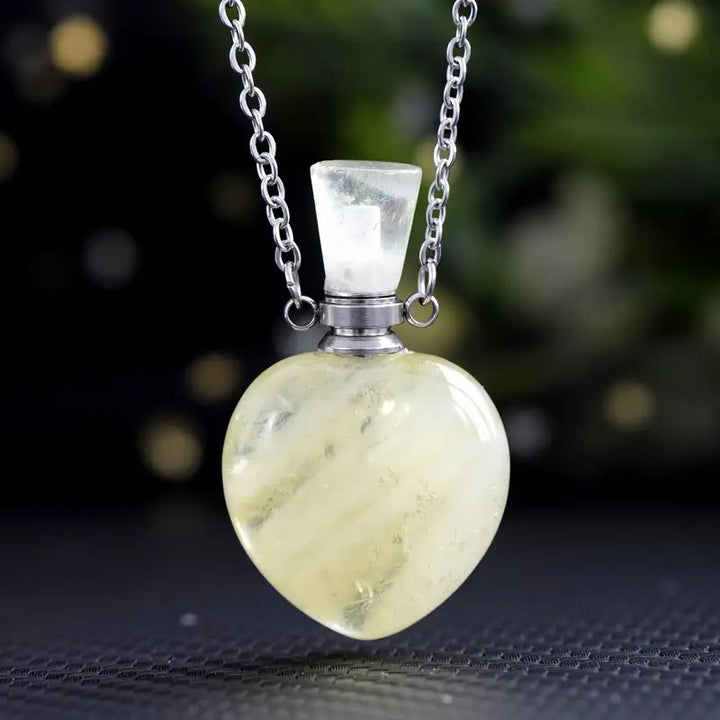 Olivenorma Crystal Essential Oil Diffuser Love Bottle Necklace