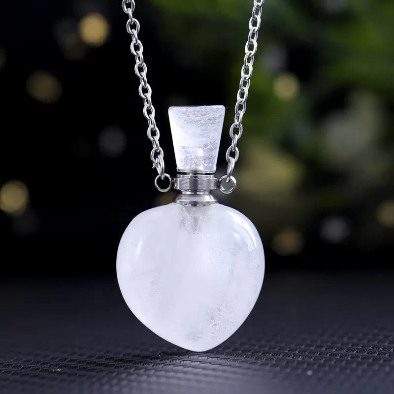 Olivenorma Crystal Essential Oil Diffuser Love Bottle Necklace