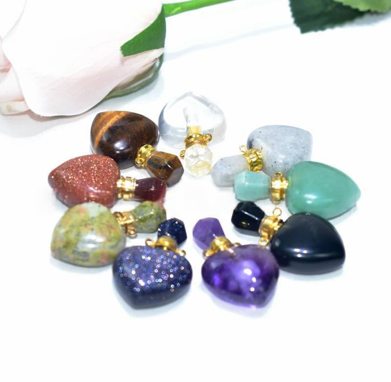 Olivenorma Crystal Essential Oil Diffuser Love Bottle Necklace