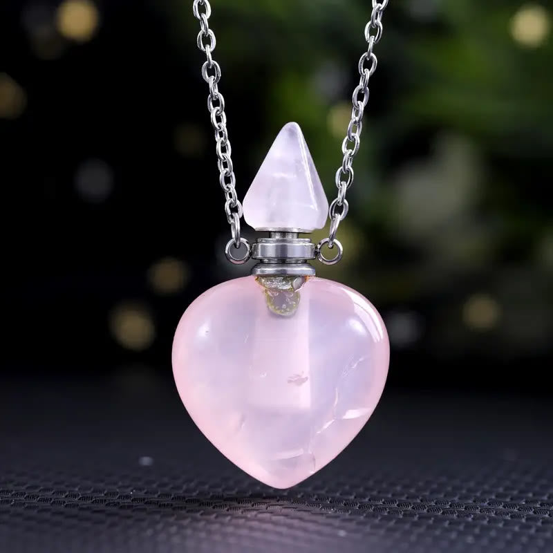 Olivenorma Crystal Essential Oil Diffuser Love Bottle Necklace