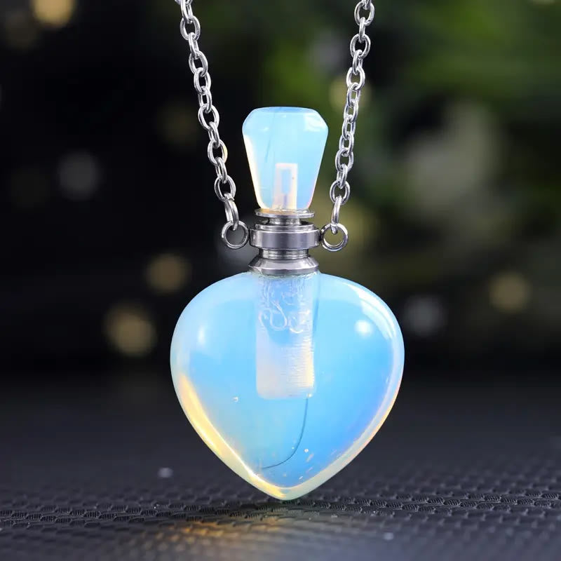 Olivenorma Crystal Essential Oil Diffuser Love Bottle Necklace