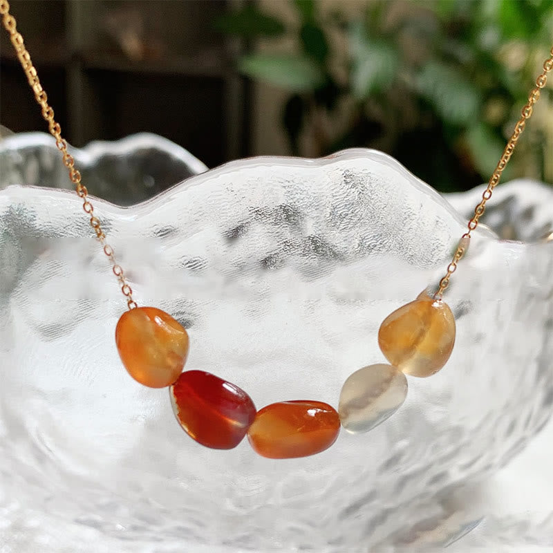 Olivenorma Irregular Natural Stone Beaded Pendant Necklace - Red Agate - Without Gold Beads - image 29