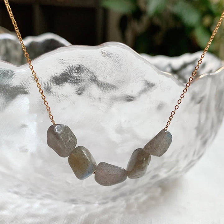 Olivenorma Irregular Natural Stone Beaded Pendant Necklace - Labradorite - Without Gold Beads - image 20