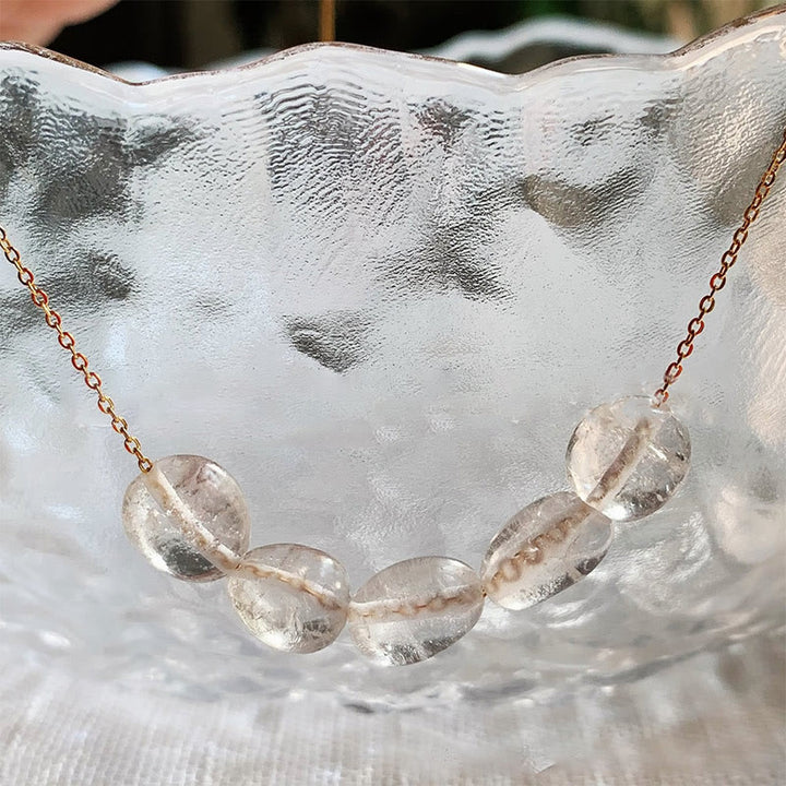 Olivenorma Irregular Natural Stone Beaded Pendant Necklace - Clear Crystal - Without Gold Beads - image 17
