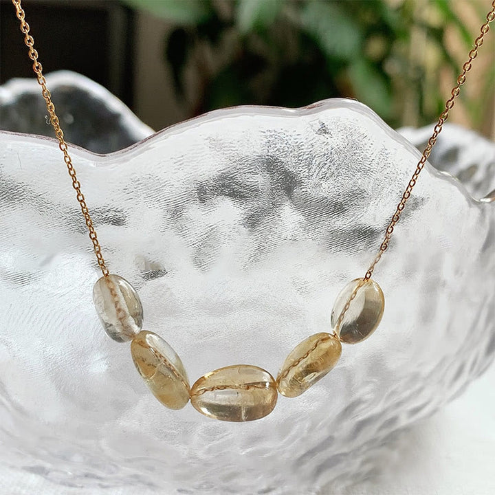 Olivenorma Irregular Natural Stone Beaded Pendant Necklace - Citrine - Without Gold Beads - image 14