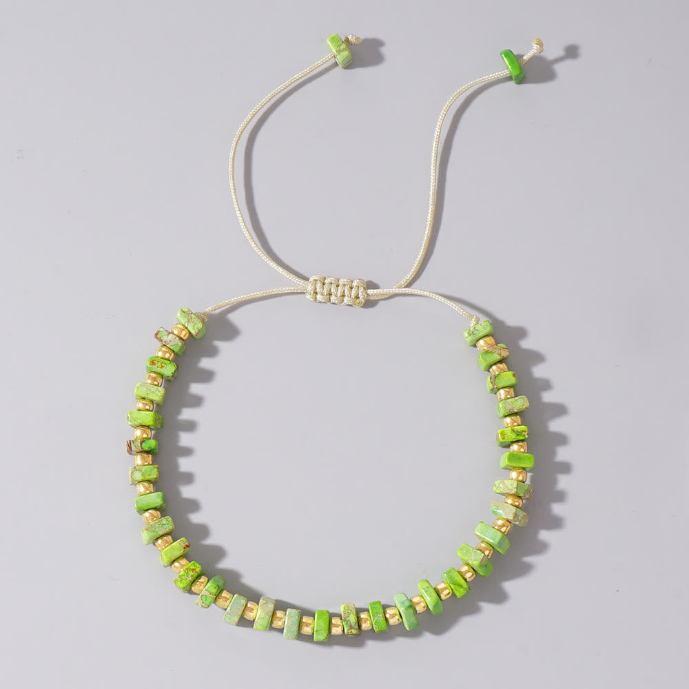 Olivenorma Square Cut Natural Color Emperor Stone Necklace