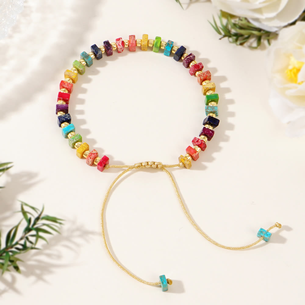 Olivenorma Square Cut Natural Color Emperor Stone Necklace