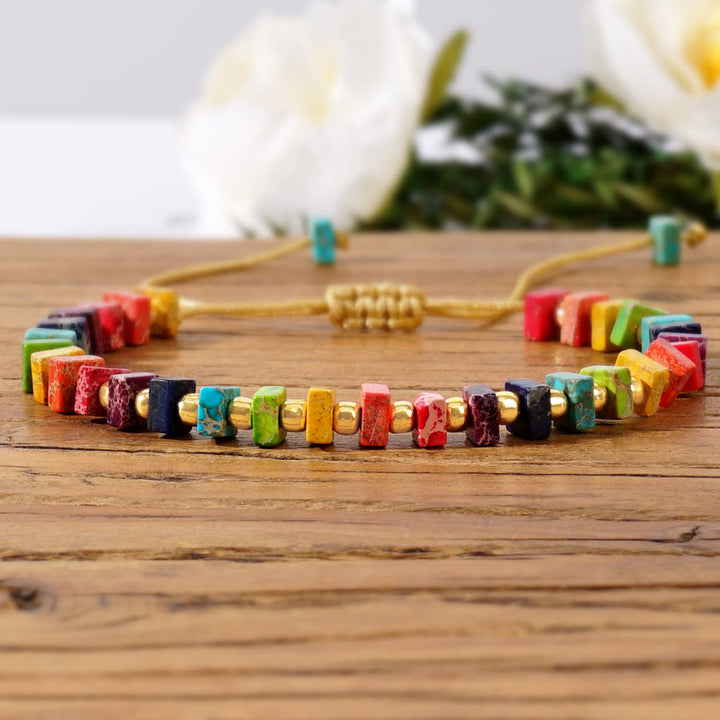 Olivenorma Square Cut Natural Color Emperor Stone Necklace