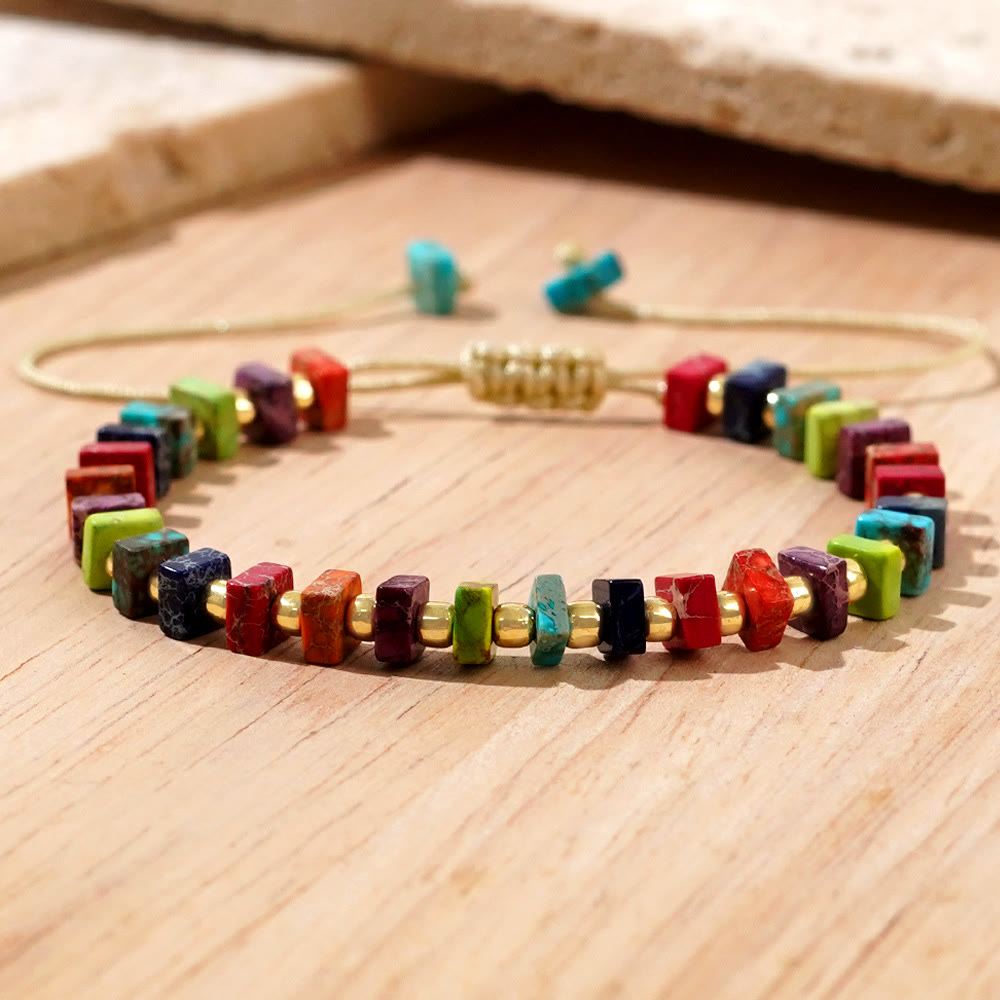Olivenorma Square Cut Natural Color Emperor Stone Necklace