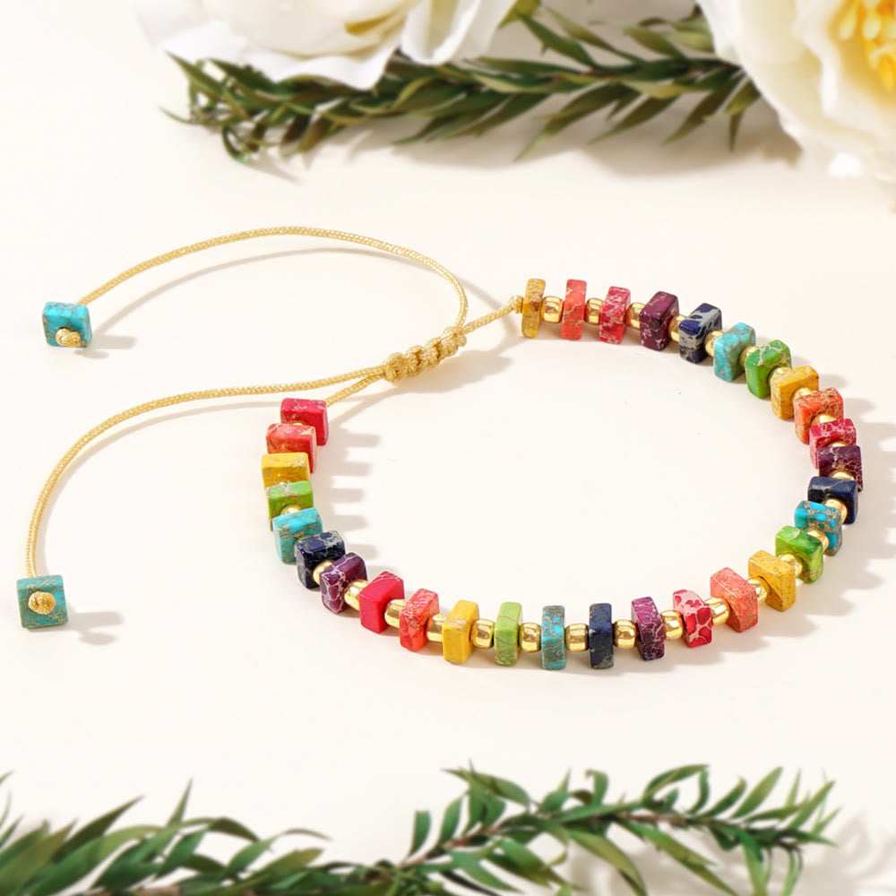 Olivenorma Square Cut Natural Color Emperor Stone Necklace