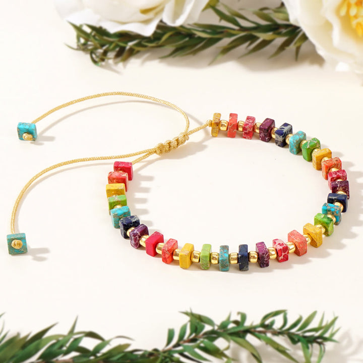 Olivenorma Square Cut Natural Color Emperor Stone Necklace