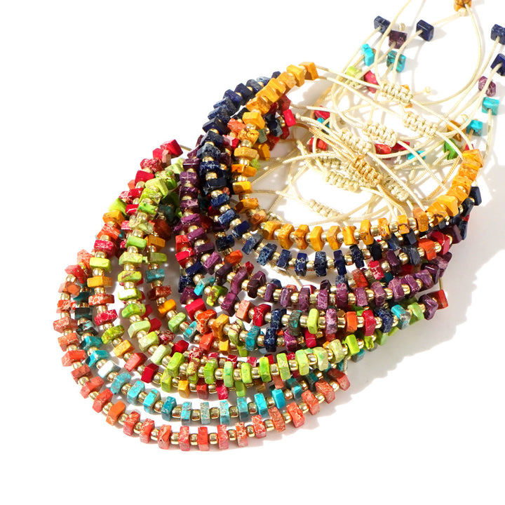 Olivenorma Square Cut Natural Color Emperor Stone Necklace
