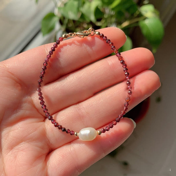 Olivenorma 2mm Stone Beads Freshwater Pearl Pendant Bracelet