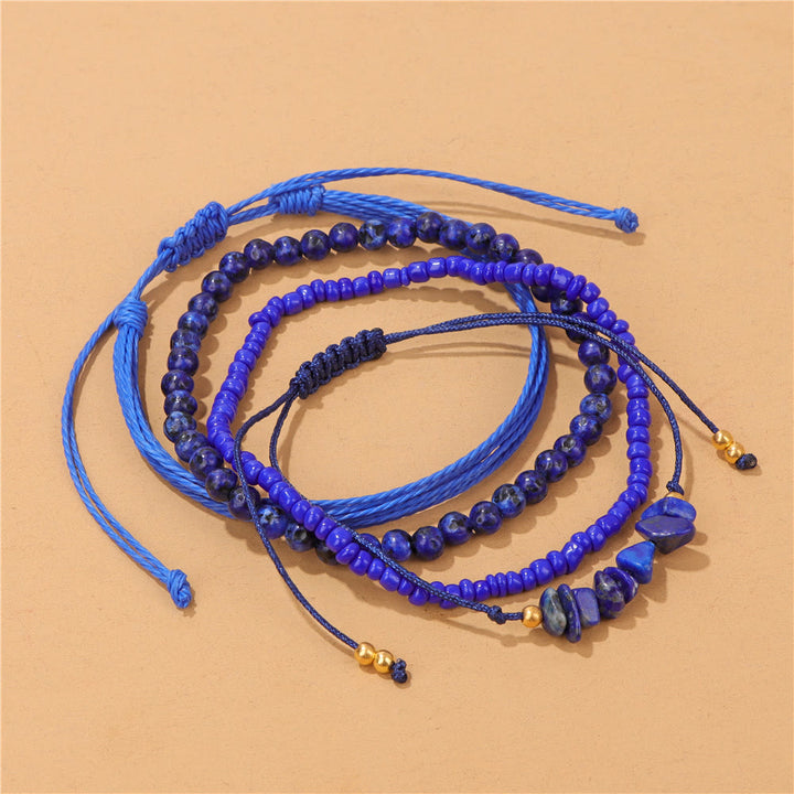 Olivenorma 4Pcs Crystal Crushed Stone Braided Drawstring Bracelet