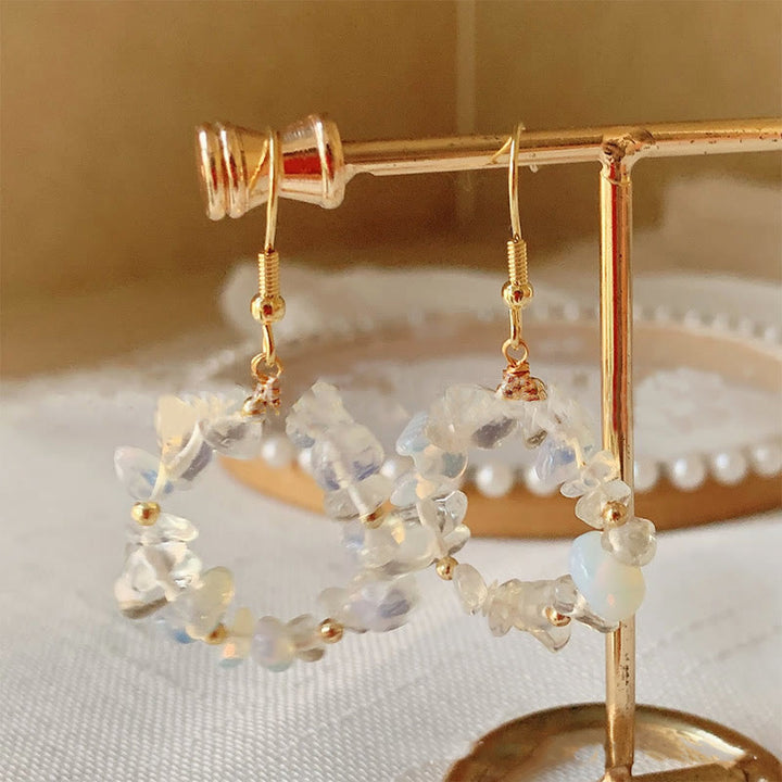 Olivenorma Natural Crushed Stone Crystal Hoop Earrings