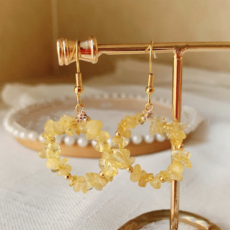 Olivenorma Natural Crushed Stone Crystal Hoop Earrings