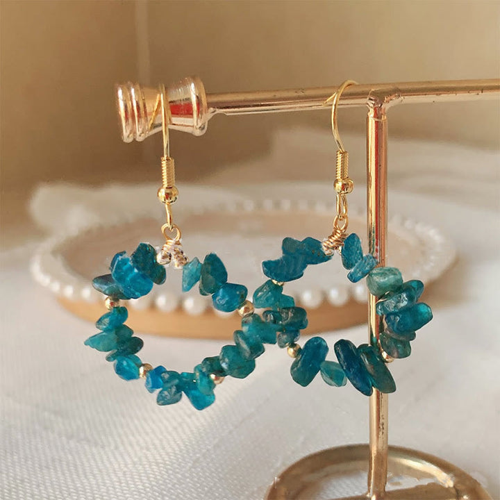 Olivenorma Natural Crushed Stone Crystal Hoop Earrings