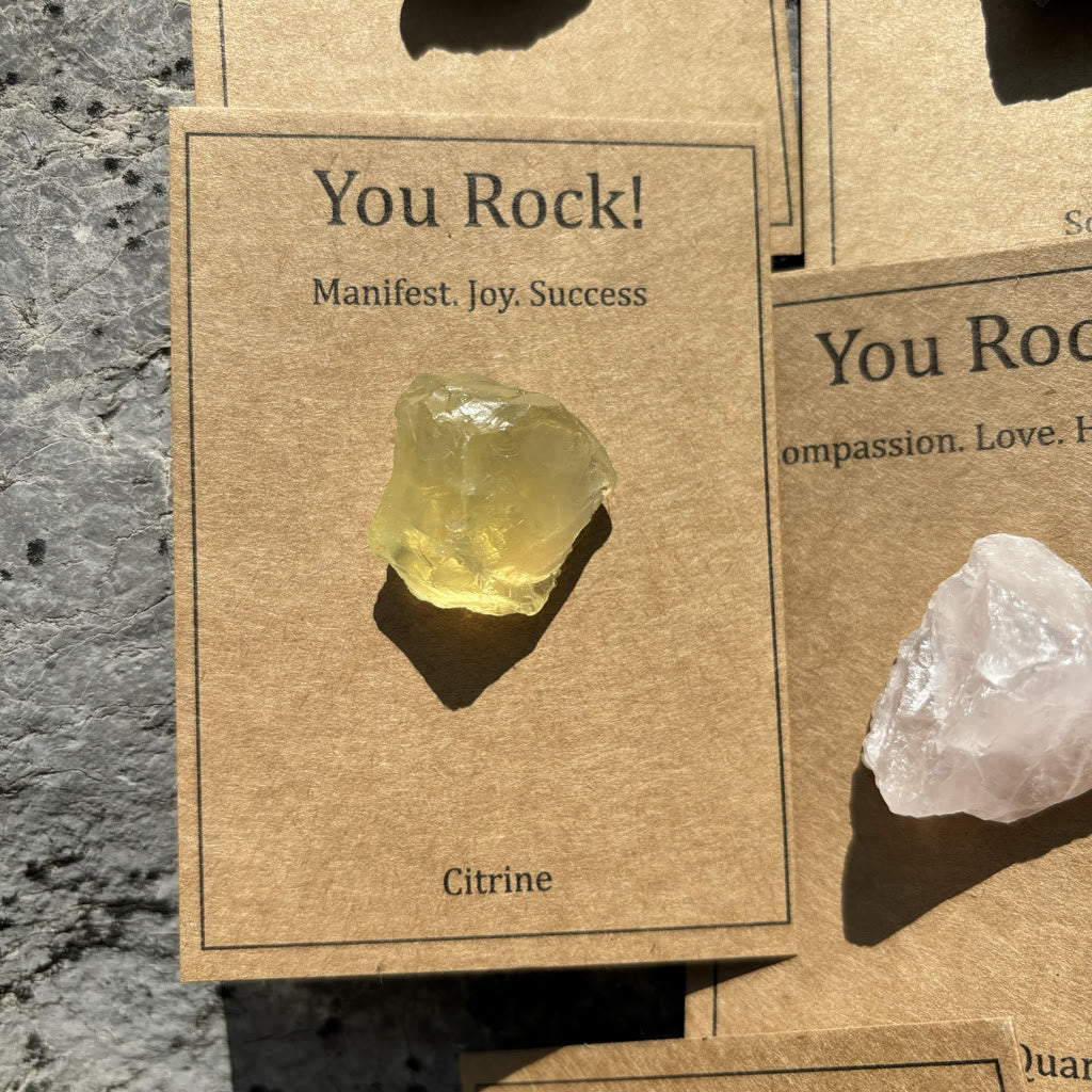 Olivenorma "You Rock" Card Natural Stone Gift Natural Stone