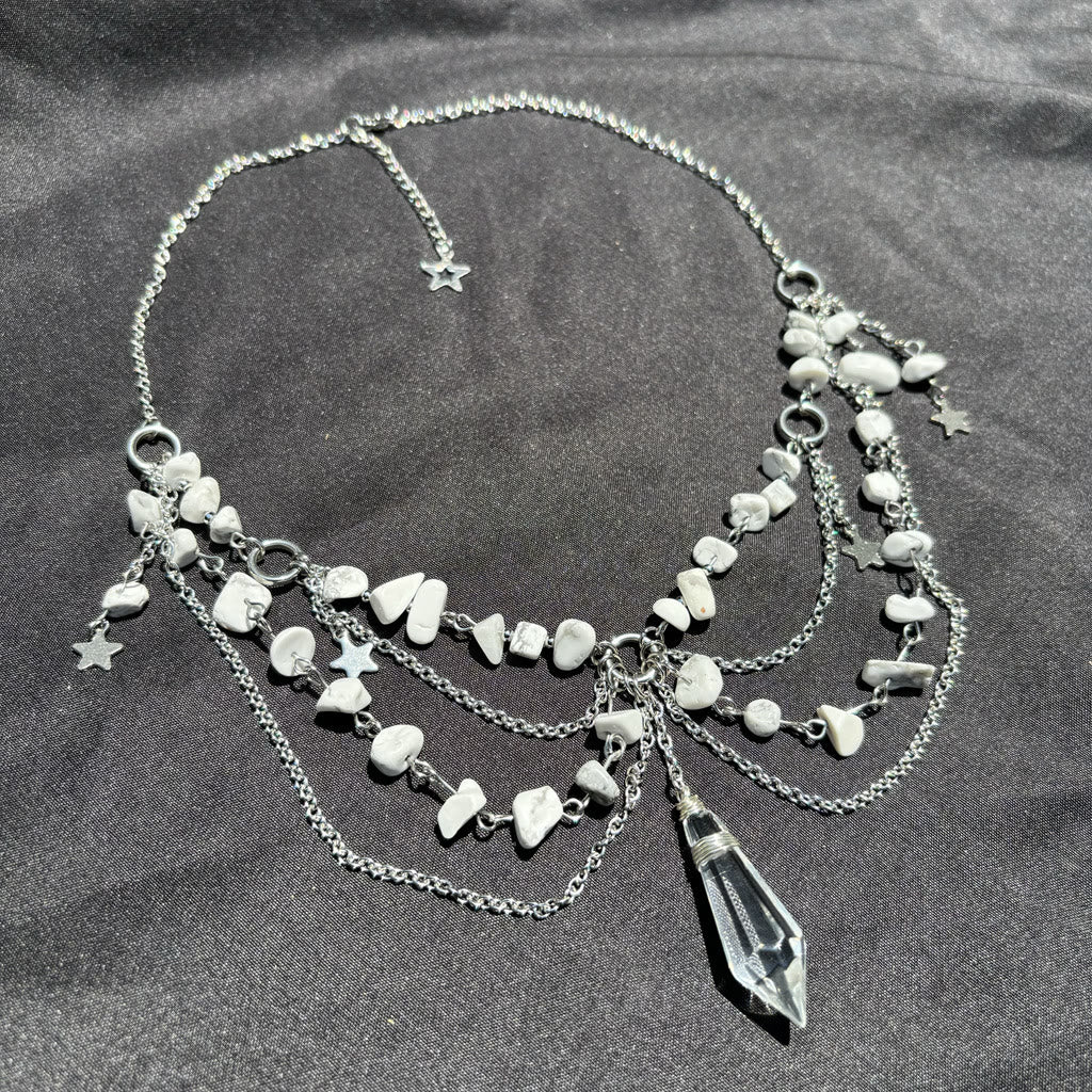 Olivenorma Star Pendant Natural Stone Layered Choker Necklace