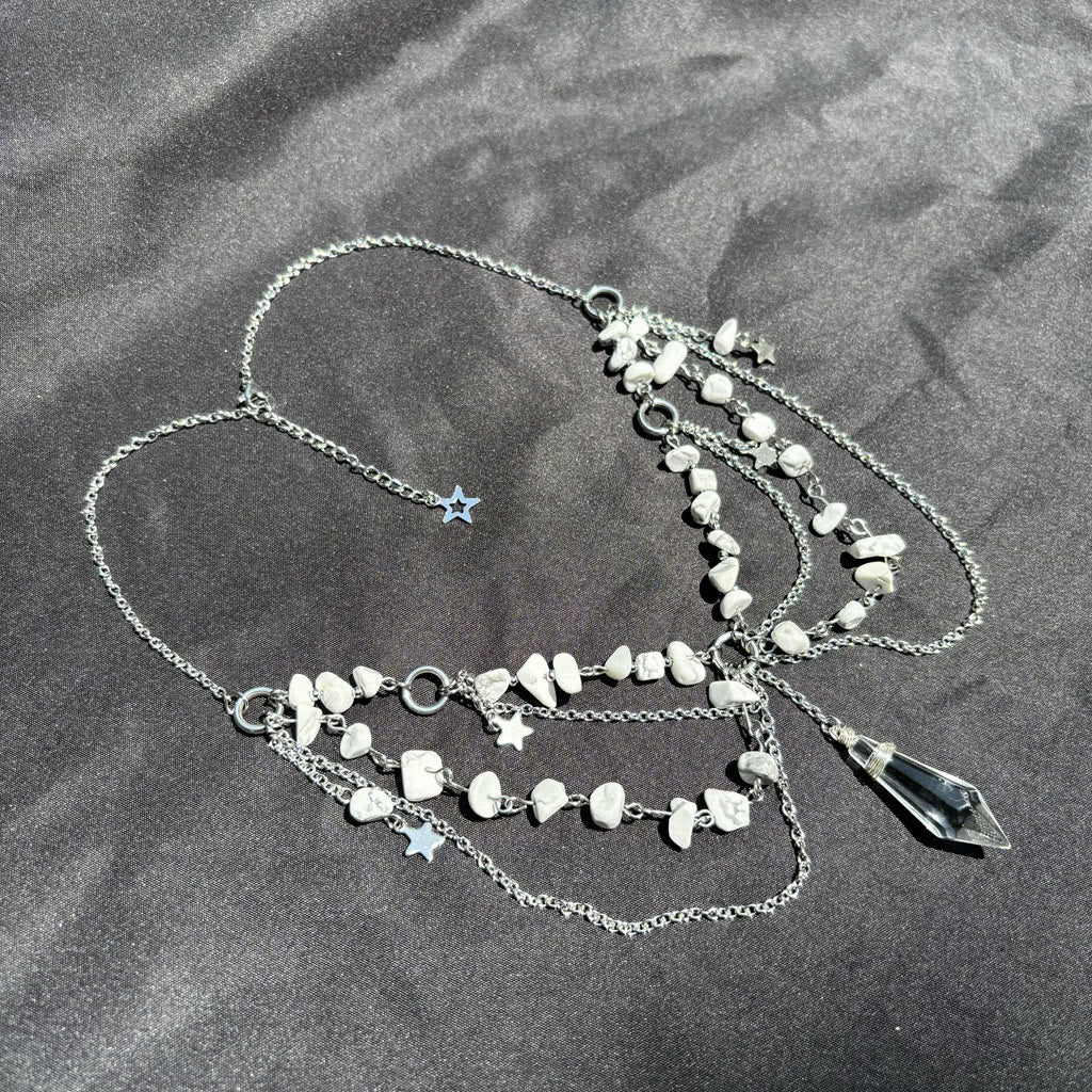 Olivenorma Star Pendant Natural Stone Layered Choker Necklace