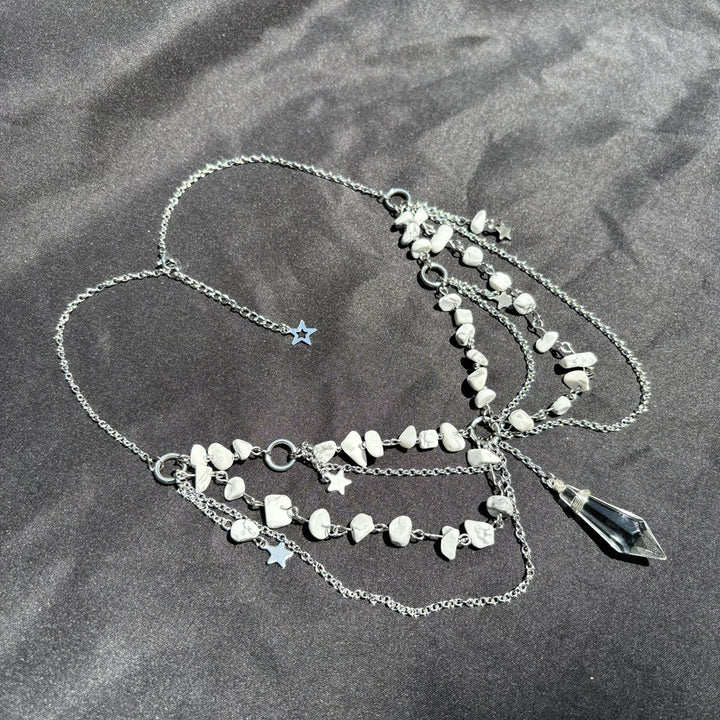 Olivenorma Star Pendant Natural Stone Layered Choker Necklace