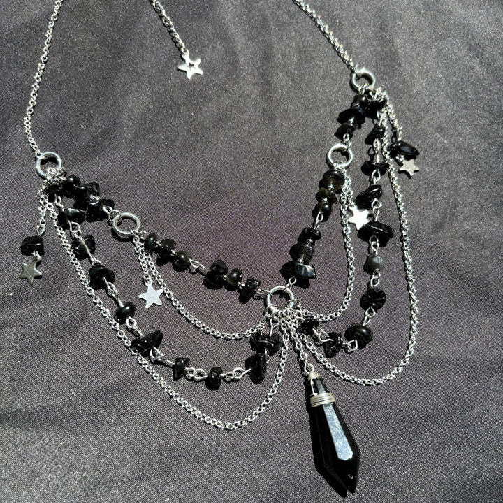 Olivenorma Star Pendant Natural Stone Layered Choker Necklace