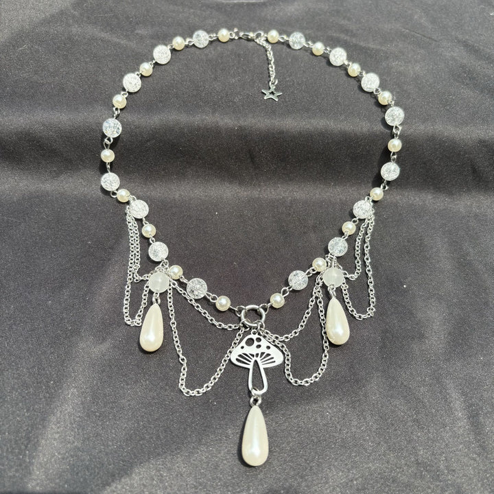 Olivenorma Freshwater Pearl Pendant Layered Choker Necklace