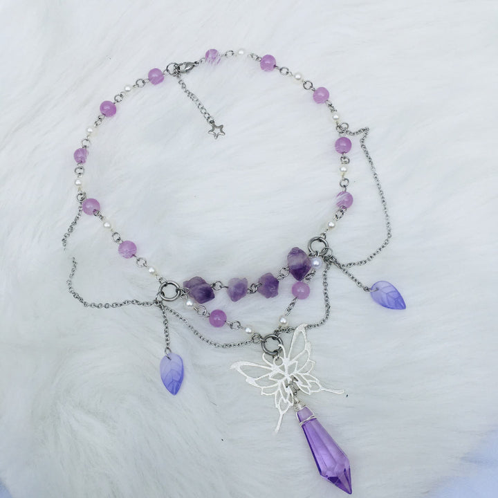 Olivenorma Amethyst Freshwater Pearl Layered Choker Necklace