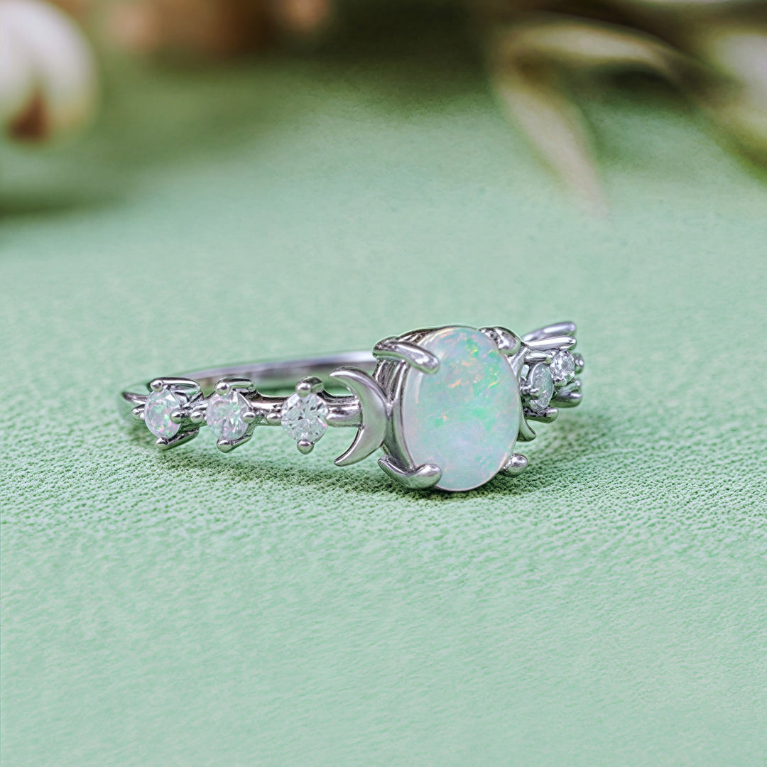 Olivenorma Natural Opal Double Moon Ring