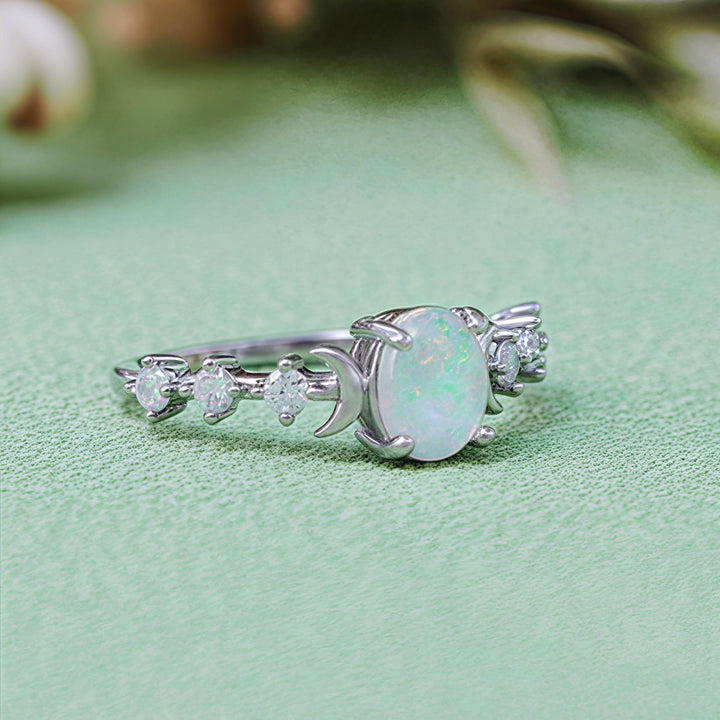 Olivenorma Natural Opal Double Moon Ring