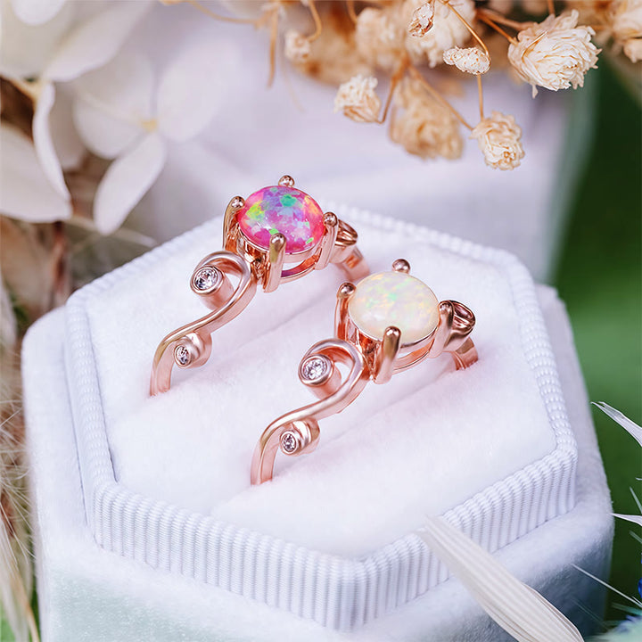 Olivenorma Natural White Purple Opal Vine Ring