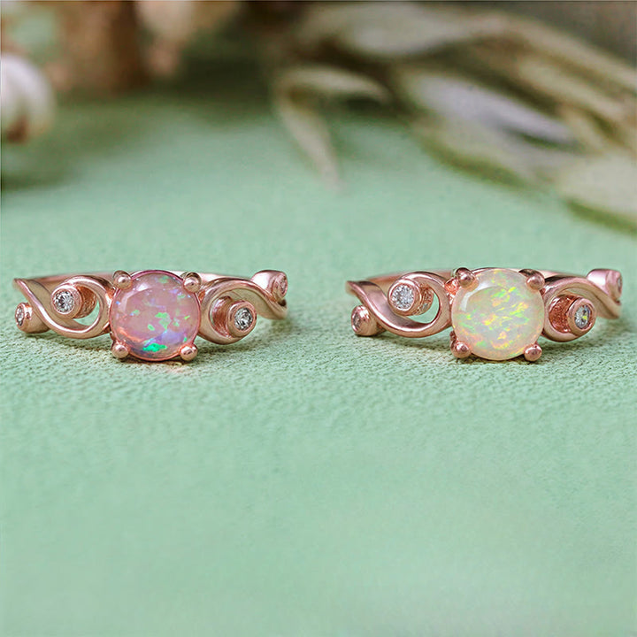 Olivenorma Natural White Purple Opal Vine Ring