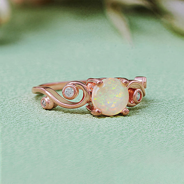 Olivenorma Natural White Purple Opal Vine Ring