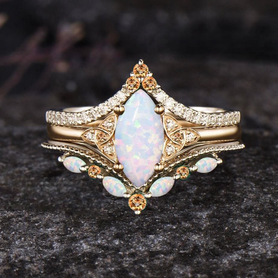 FREE Today: Eternal Glow Opal Promise Ring Set - Opal#Color Gold - US 10 - image 9